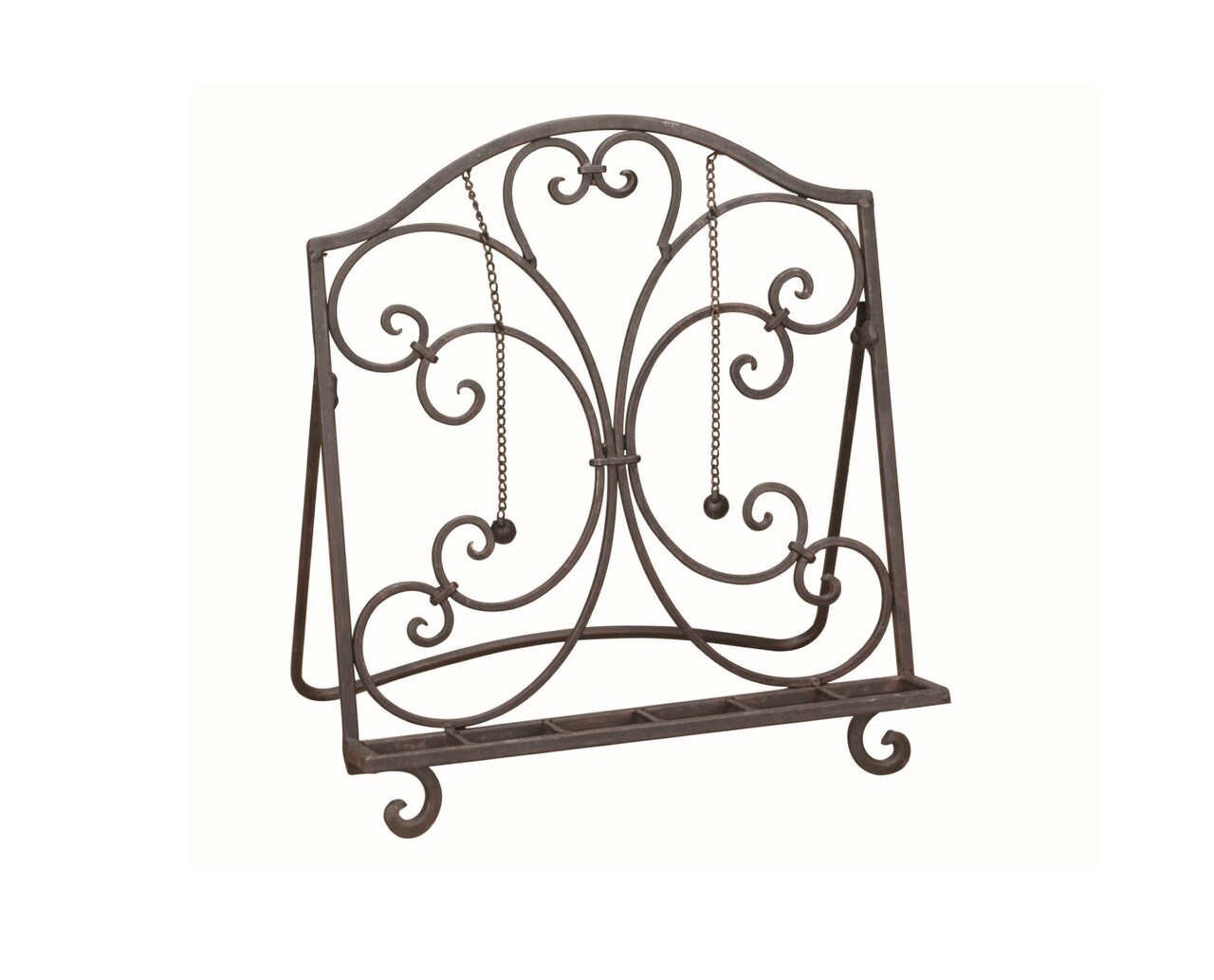 Tripar International 14" Brown Cookbook Stand with Weighted Page Holder Chains